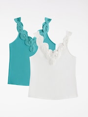 Weiss/Aquablau - Lipsy Crochet Trim Detail Vest - Bild 1 von 4