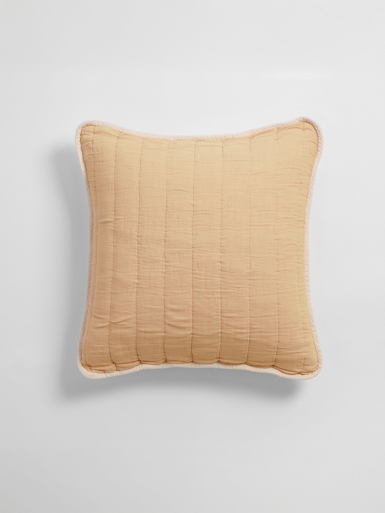 Secret Linen Store Yellow Vivienne Quilted Cushion Cover - Image 2 of 3 Secret Linen Store Yellow Vivienne Quilted Cushion Cover - Image 2 of 3