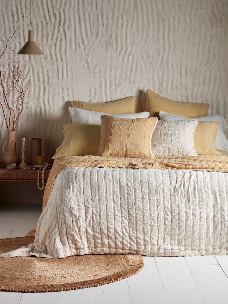 Secret Linen Store Yellow Vivienne Quilted Cushion Cover - Image 3 of 3 Secret Linen Store Yellow Vivienne Quilted Cushion Cover - Image 3 of 3