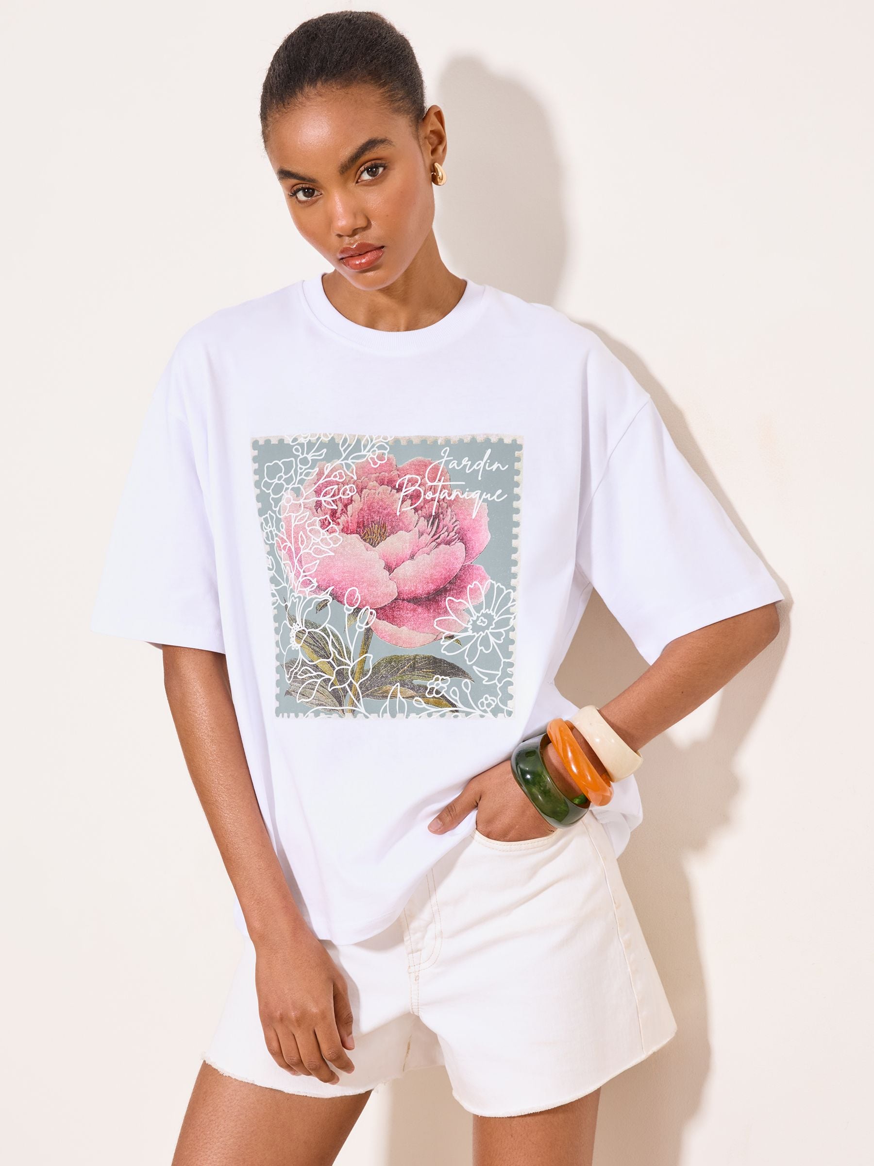 Buy Lipsy White Floral Print Oversized T-Shirt from Next USA