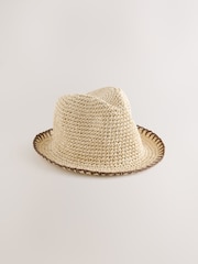 Neutral Stitched Brim Trilby Hat (1-16yrs) - Image 1 of 3