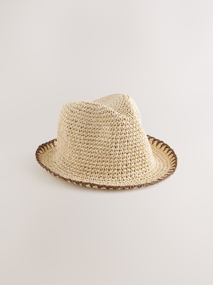 Neutral Stitched Brim Trilby Hat (1-16yrs) - Image 1 of 3