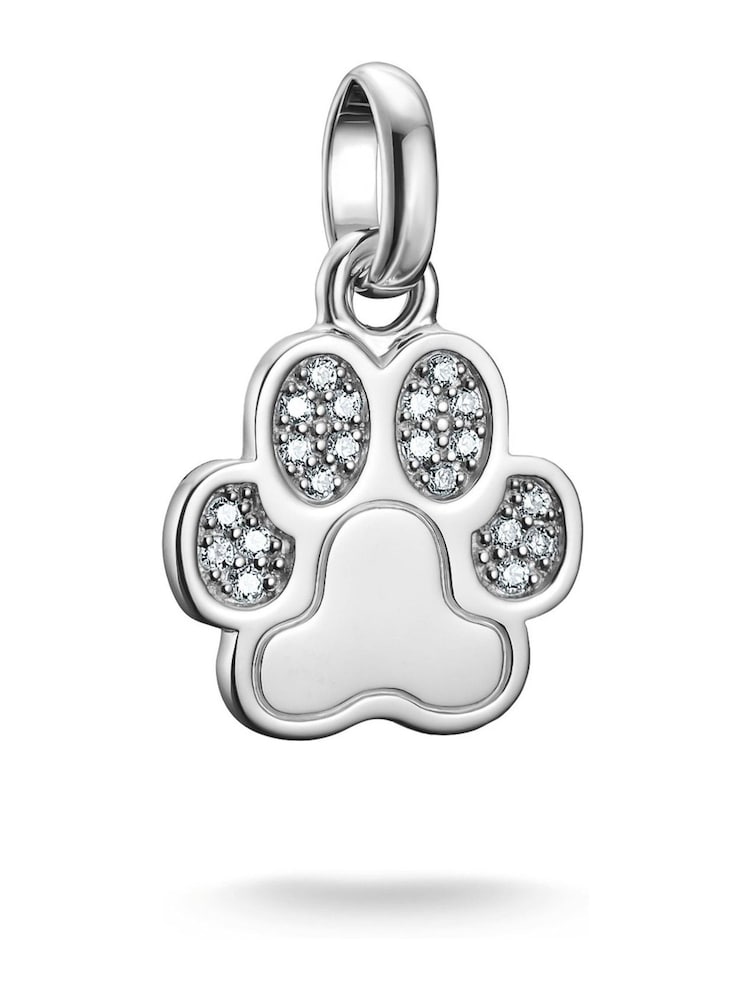 Thomas Sabo Silver Plated Charm Connect Paw Pendant With Stones - Image 1 of 4