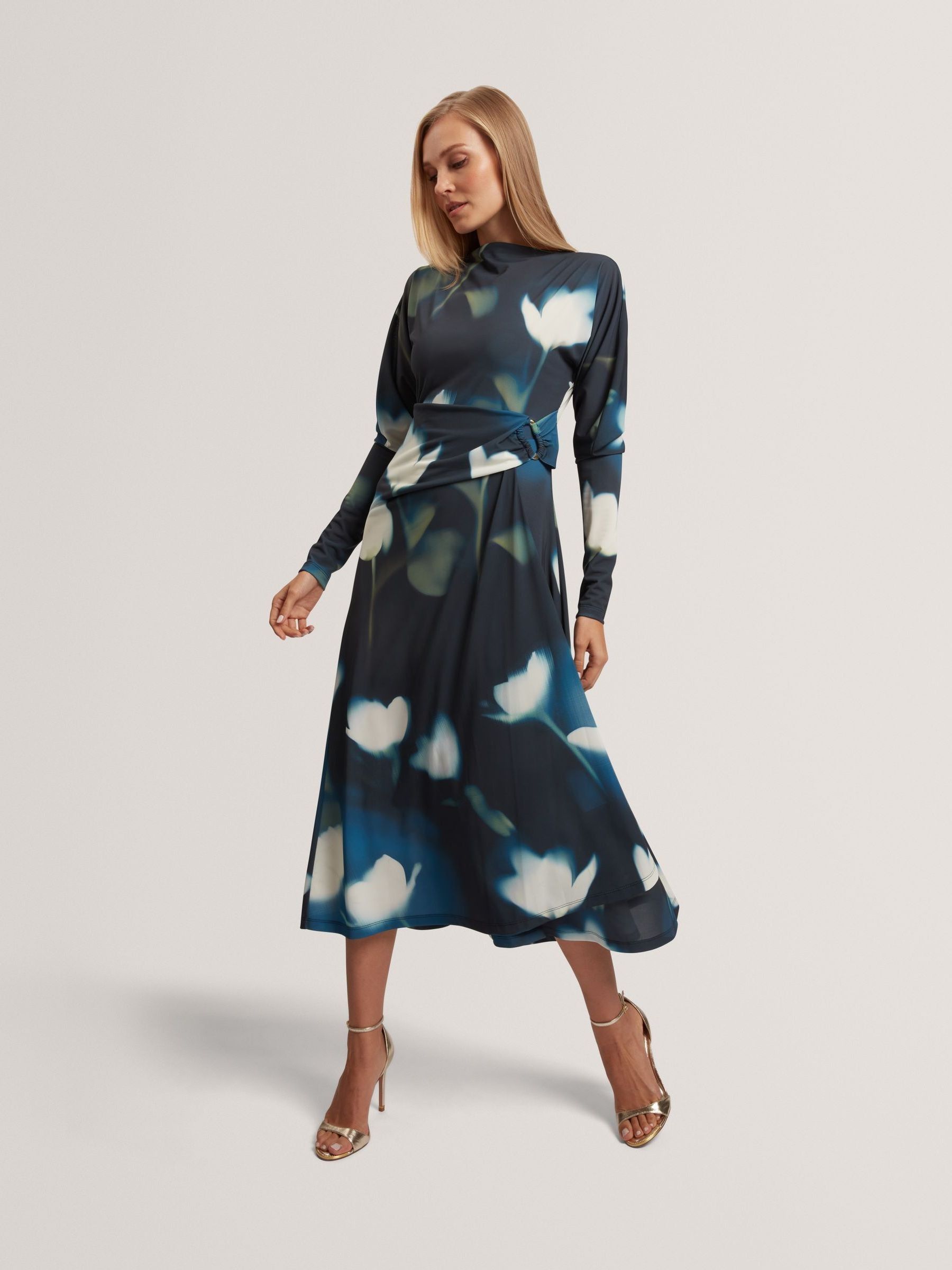 Buy Ted Baker Blue TALHAAA Printed Jersey Wrap Midi Dress from