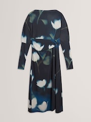 Ted Baker Blue TALHAAA Printed Jersey Wrap Midi Dress - Image 6 of 7