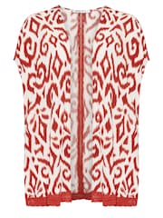 Yours Curve White Black Floral Print Crochet Trim Kimono - Image 5 of 5