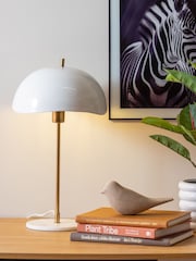 Leitmotiv White Waved Dome Table Lamp - Image 1 of 2