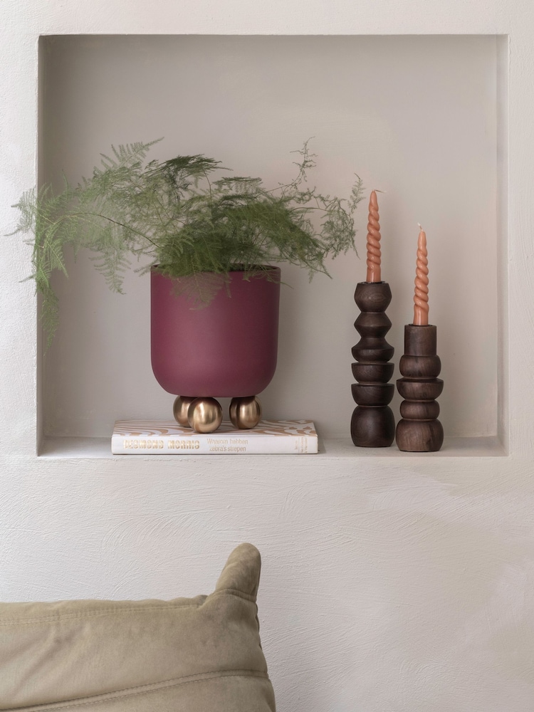 Present Time Dark Mauve Small Estilo Plant Pot - Image 1 of 3 Present Time Dark Mauve Small Estilo Plant Pot - Image 1 of 3