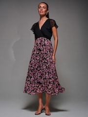 Jolie Moi Black Two Tone Chiffon Midaxi Dress - Image 1 of 6