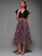 Jolie Moi Black Two Tone Chiffon Midaxi Dress - Image 3 of 6