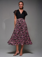 Jolie Moi Black Two Tone Chiffon Midaxi Dress - Image 5 of 6