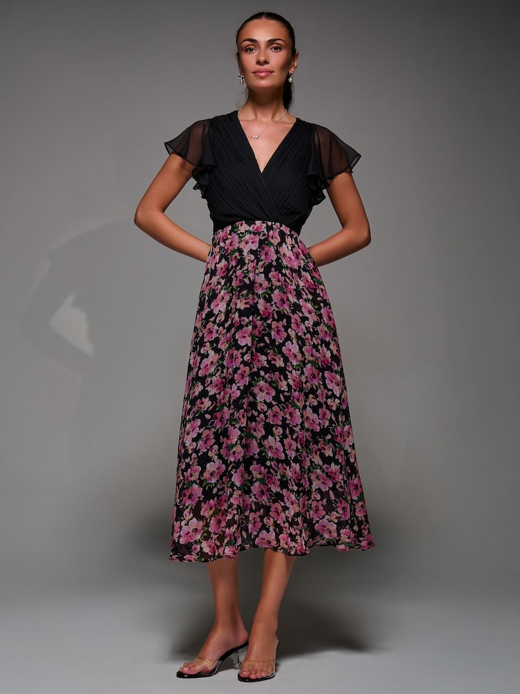 Jolie Moi Black Two Tone Chiffon Midaxi Dress - Image 6 of 6
