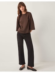 Monsoon Brown Ingrid Bell Sleeve Satin Blouse - Image 1 of 5