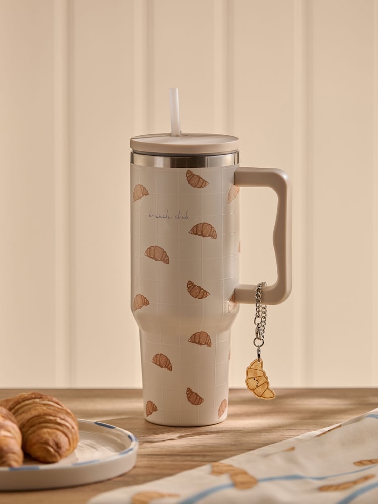 Cream Brunch Club Print 900ml Water Bottle - Image 1 of 4