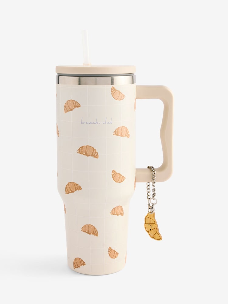 Cream Brunch Club Print 900ml Water Bottle - Image 4 of 4