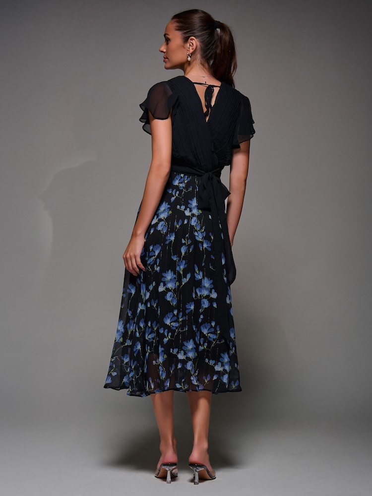 Jolie Moi Shimmer Black Two Tone Chiffon Midaxi Dress - Image 2 of 6 Jolie Moi Shimmer Black Two Tone Chiffon Midaxi Dress - Image 2 of 6