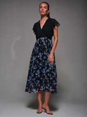Jolie Moi Shimmer Black Two Tone Chiffon Midaxi Dress - Image 3 of 6