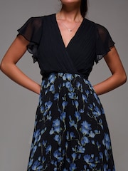 Jolie Moi Shimmer Black Two Tone Chiffon Midaxi Dress - Image 4 of 6
