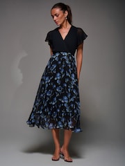 Jolie Moi Shimmer Black Two Tone Chiffon Midaxi Dress - Image 5 of 6
