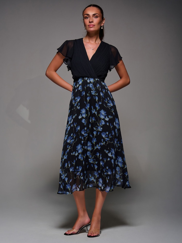 Jolie Moi Shimmer Black Two Tone Chiffon Midaxi Dress - Image 6 of 6