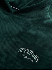 Superdry Green Country Club Velour Relaxed Hoodie - Image 7 of 7