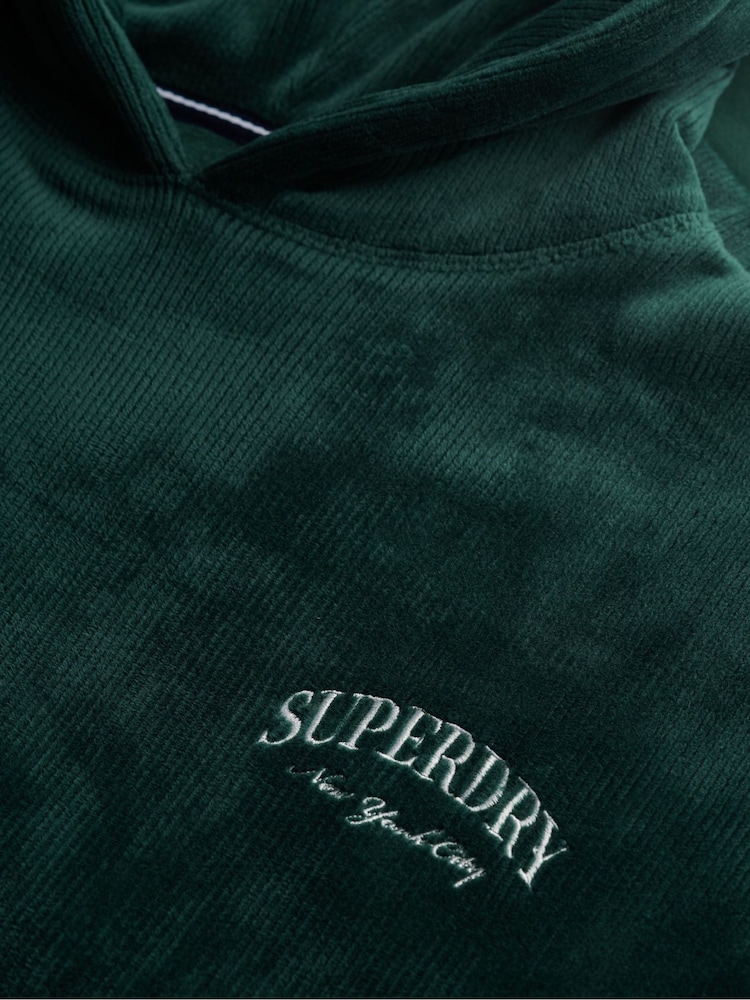Superdry Green Country Club Velour Relaxed Hoodie - Image 7 of 7