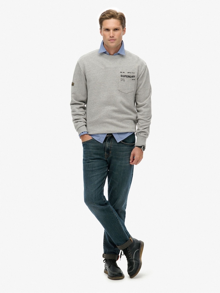 Superdry Grey Utility Loose Sweat Top - Image 2 of 7