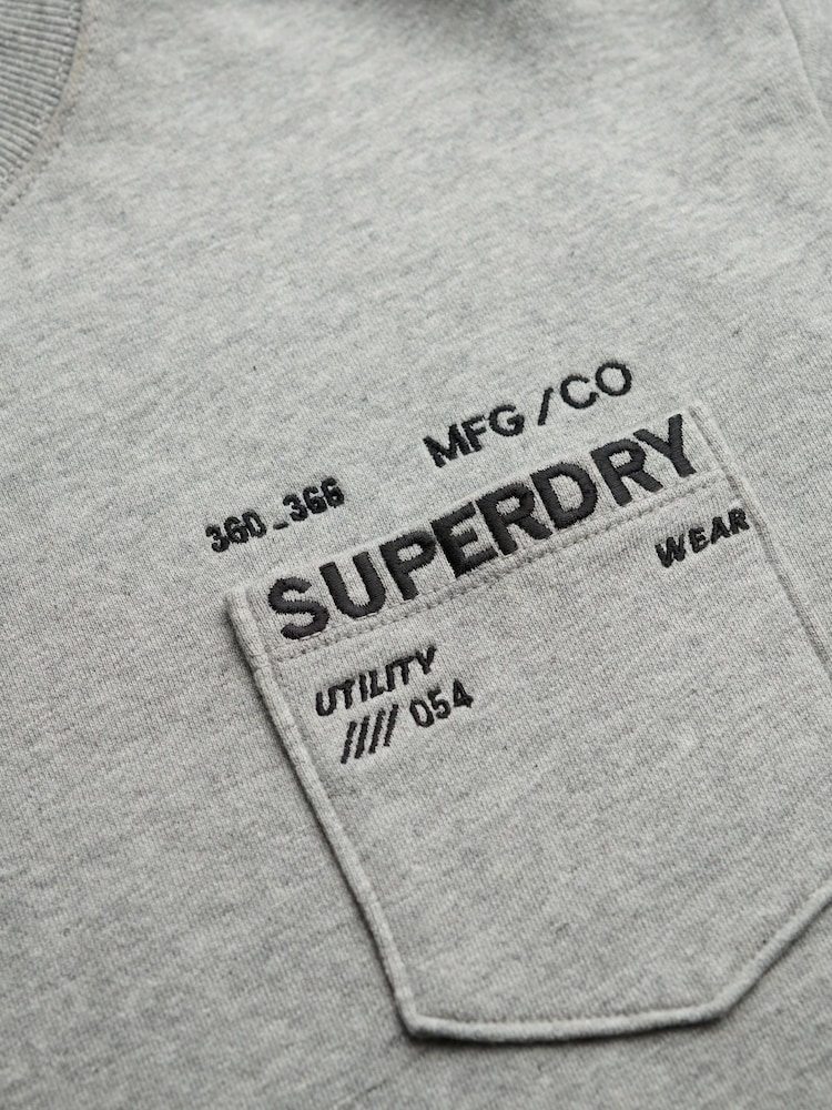 Superdry Grey Utility Loose Sweat Top - Image 7 of 7 Superdry Grey Utility Loose Sweat Top - Image 7 of 7