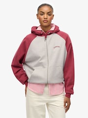 Superdry White Essential Logo Raglan Zip Hoodie - Image 1 of 7