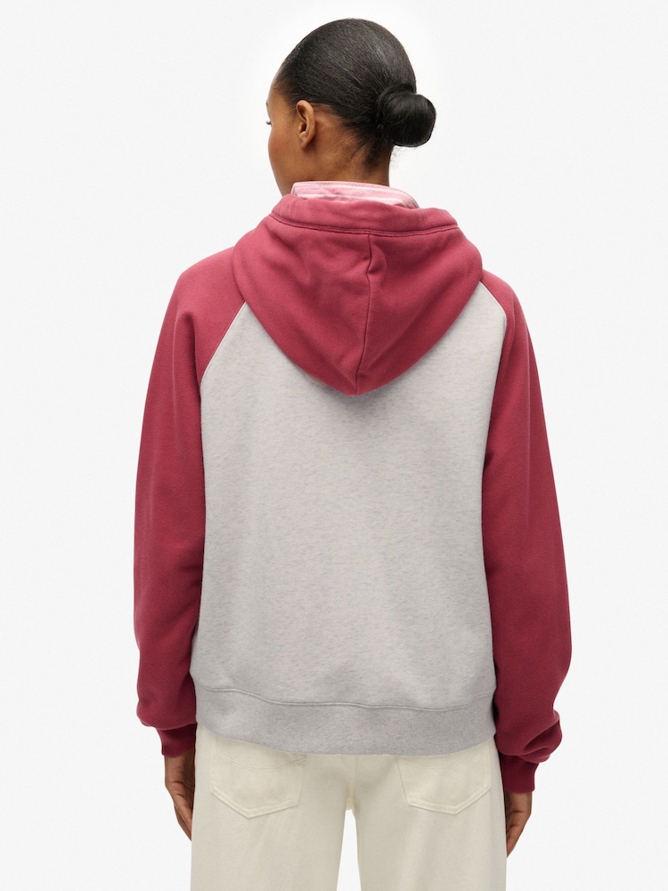 Superdry White Essential Logo Raglan Zip Hoodie - Image 2 of 7