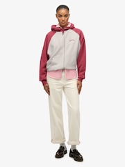 Superdry White Essential Logo Raglan Zip Hoodie - Image 3 of 7