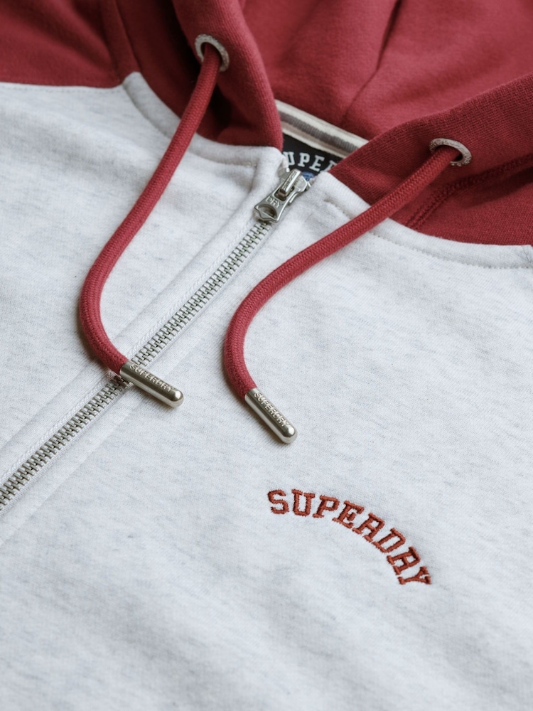 Superdry White Essential Logo Raglan Zip Hoodie - Image 7 of 7 Superdry White Essential Logo Raglan Zip Hoodie - Image 7 of 7