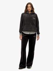 Superdry Black Country Club Velour Relaxed Hoodie - Image 3 of 7