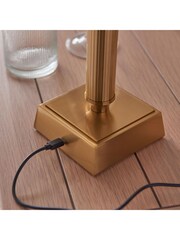 Gallery Home Brass Tonie Rechargeable Table Lamp Base Aged - Image 5 of 6