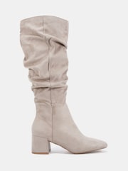 Natur - Novo GERI Block Heel Square Toe Ruched Knee Boot - Bild 2 von 6
