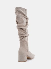 Natur - Novo GERI Block Heel Square Toe Ruched Knee Boot - Bild 4 von 6