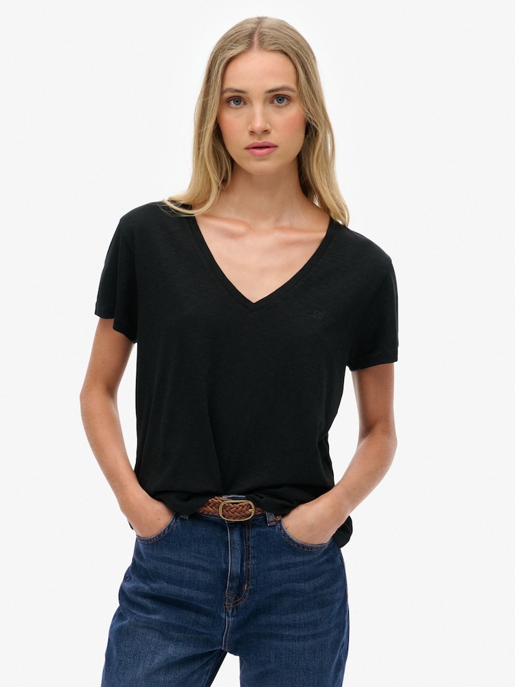 Superdry Black Studios Slub Embroidered T-Shirt - Image 1 of 5
