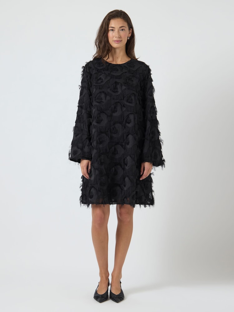 long sleeve fringe mini dress Ashley Lauren 4569