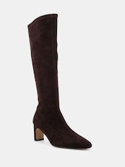 Braun - Novo GAZE Slim Block Heel Chisel Toe Stretch Knee Boot - Bild 3 von 6