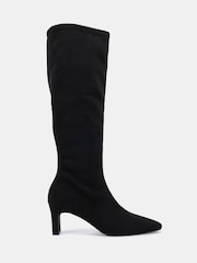 Schwarz - Novo GAZE Slim Block Heel Chisel Toe Stretch Knee Boot - Bild 2 von 6