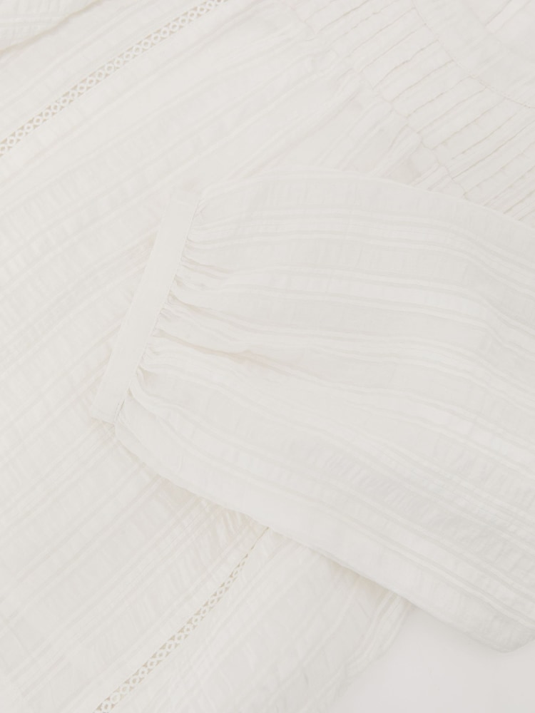 Reiss White Elle Cheesecloth Textured Blouse - Image 5 of 5 Reiss White Elle Cheesecloth Textured Blouse - Image 5 of 5