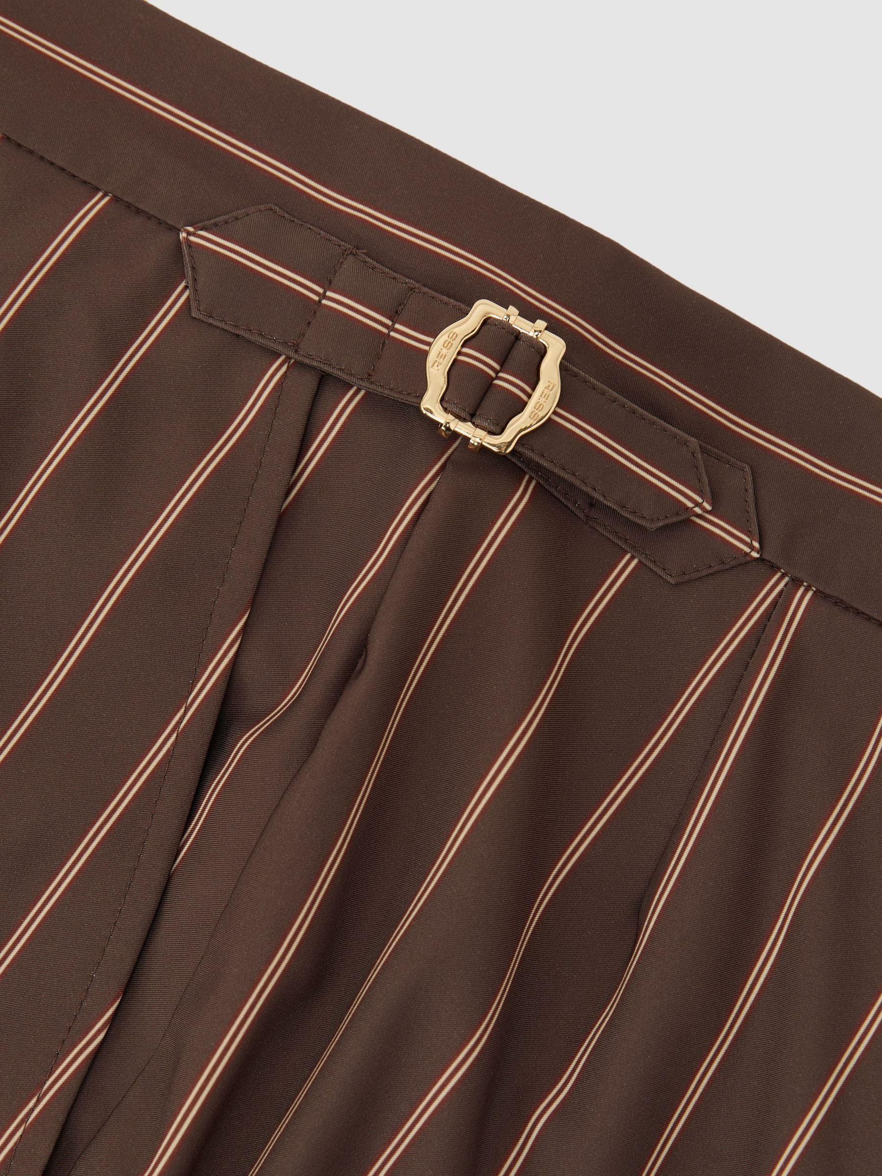 Buy Reiss Dark Brown Presley Pinstripe Side-Adjuster Swim Shorts