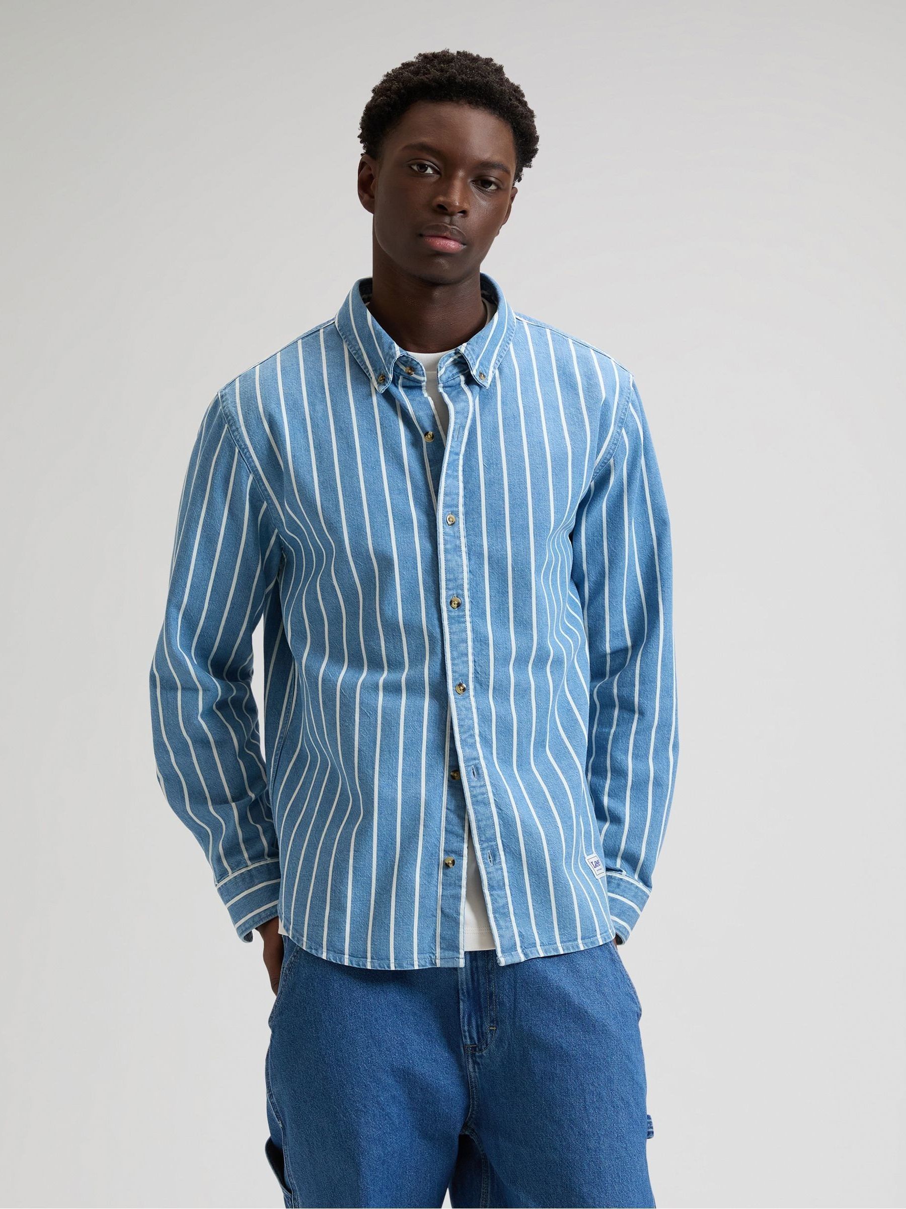 Buy Lee Blue Clean Workwear Button Down Denim Shirt from Next