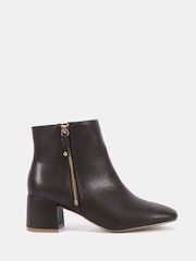 Braun - Novo Kate Zip Side Square Toe Block Heel Ankle Boots - Bild 2 von 6