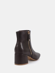 Braun - Novo Kate Zip Side Square Toe Block Heel Ankle Boots - Bild 4 von 6
