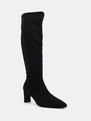 Schwarz - Novo GAZE Slim Block Heel Chisel Toe Stretch Knee Boot - Bild 3 von 6