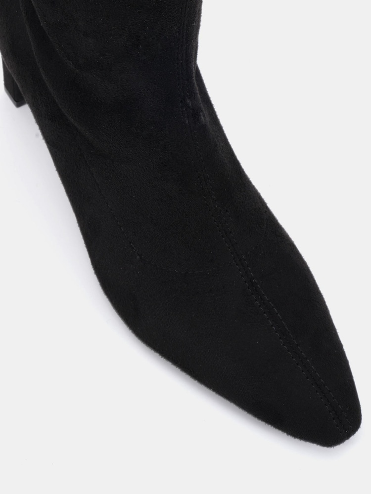 Schwarz - Novo GAZE Slim Block Heel Chisel Toe Stretch Knee Boot - Bild 6 von 6