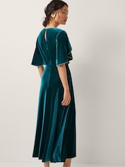 Monsoon Blue Cecelia Velvet Cape Midi Dress - Image 2 of 5