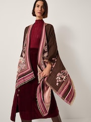 Monsoon Pink Crissy Jacquard Wrap Cardigan - Image 1 of 5