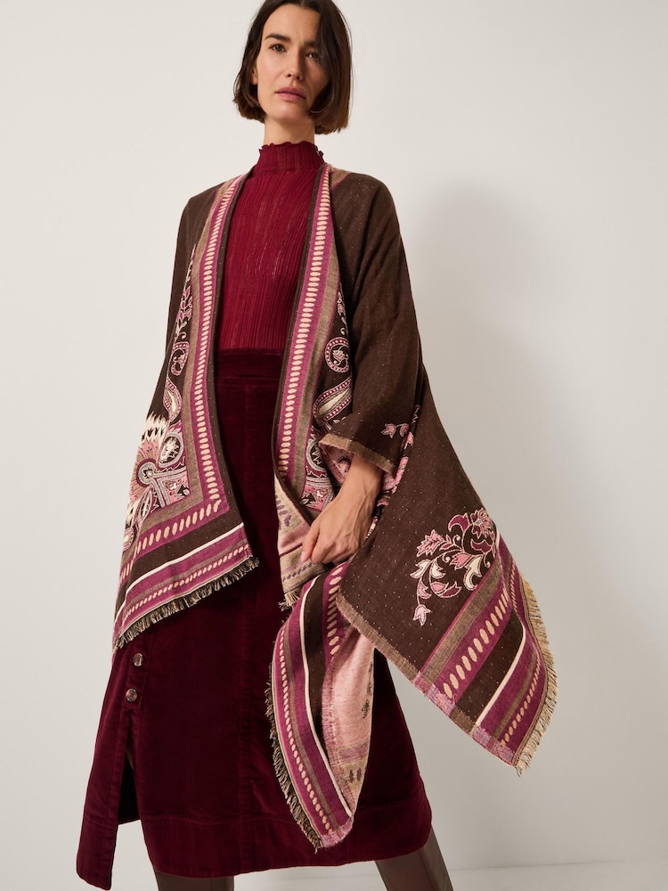 Monsoon Pink Crissy Jacquard Wrap Cardigan - Image 1 of 5 Monsoon Pink Crissy Jacquard Wrap Cardigan - Image 1 of 5